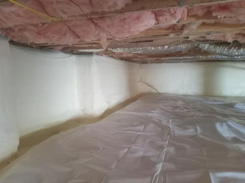 Crawl space encapsulation with closed-cell spray foam for Roof Leak Repair in Oradell